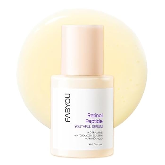 Fabyou سيروم الريتينول ببتيد الشباب 1.01 أونصة سائلة - مضاد للشيخوخة، مرطب ومشد للبشرة ضد التجاعيد والبقع الداكنة، سيروم ريتينول لطيف للوجه، للعناية بالبشرة الكورية نهارًا وليلاً - Image 1