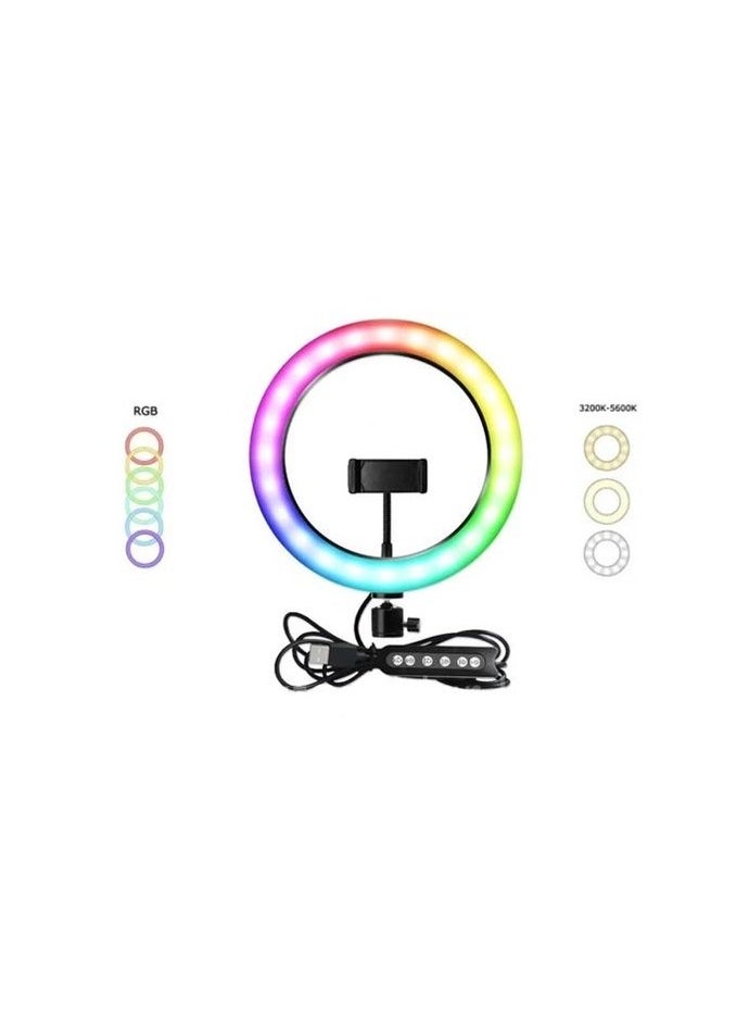 WH32 RGB LED Soft Ring Light With 7 Colors And 360 Degree Rotating pan tilt