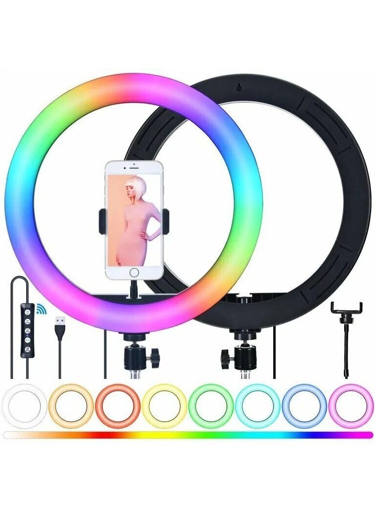 WH32 RGB LED Soft Ring Light With 7 Colors And 360 Degree Rotating pan tilt