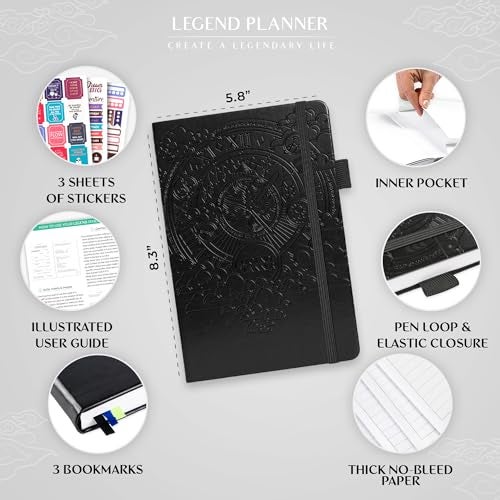 Legend Planner Daily for 3 Months – Undated Monthly Weekly & Daily Planner to Hit Goals. Organizer & Productivity Journal, A5 (Black) - Image 2