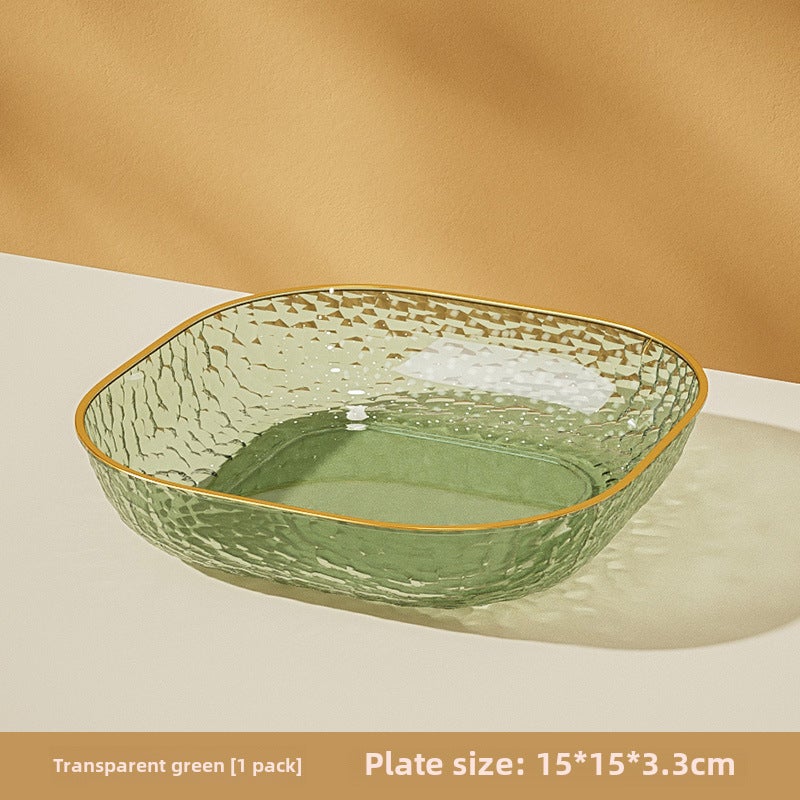 Premium Food-Grade Bone Dish for DiningSingle Pack [transparent green] Golden Edge small dish Single Pack [transparent green] Golden Edge small dish 