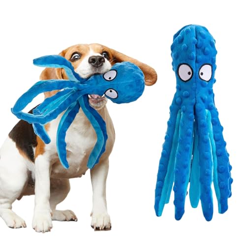 Alphatool Squeaky Dog Toys No Stuffing Octopus Soft Plush Crinkle Toys to Keep Them Busy Interactive Essentials for Small Medium Pets Dogs Gifts 1pcs Blue - Image 1