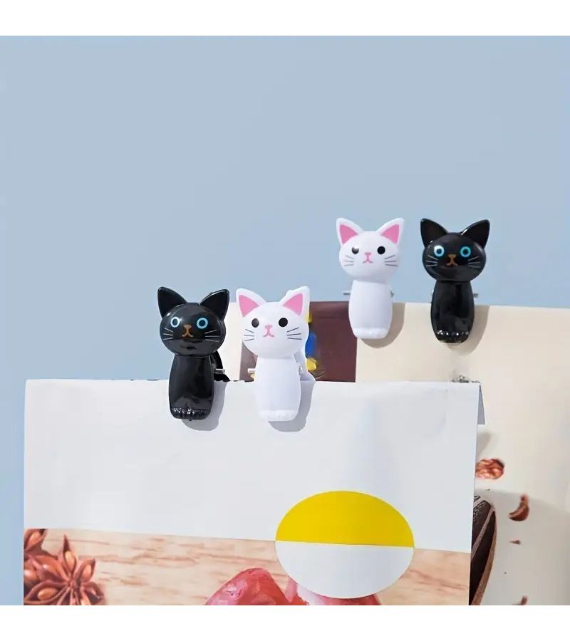 4 Cute Cat Shape Food Storage Bag Clips Black Airtight Sealing Multifunctional Kitchen Organizer No Electricity Required - Image 2