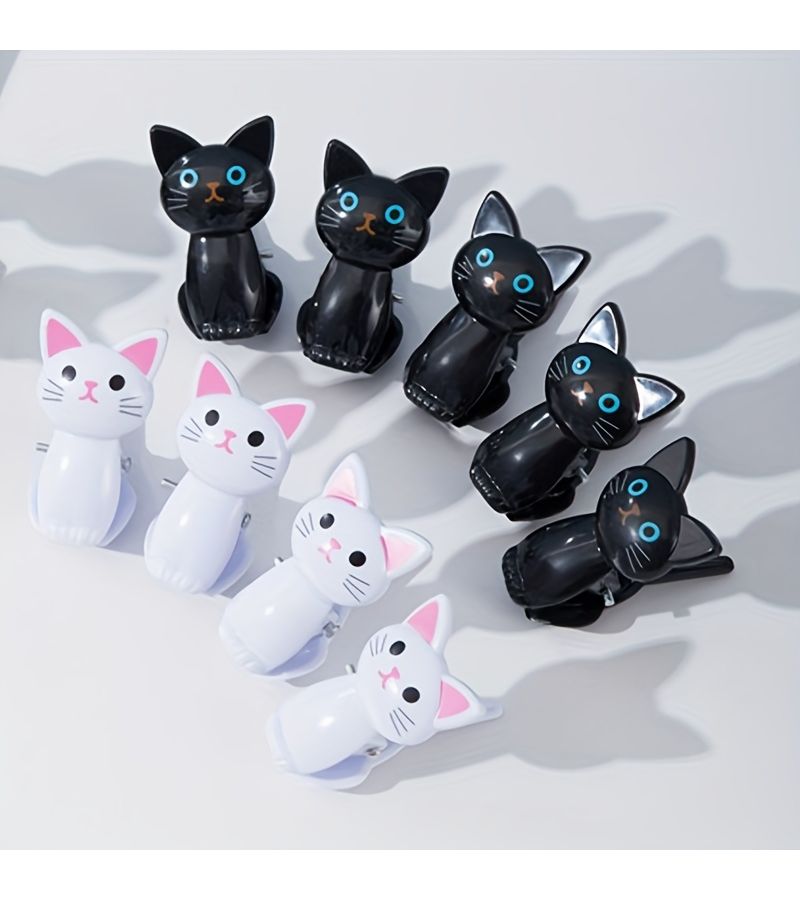4 Cute Cat Shape Food Storage Bag Clips Black Airtight Sealing Multifunctional Kitchen Organizer No Electricity Required - Image 4