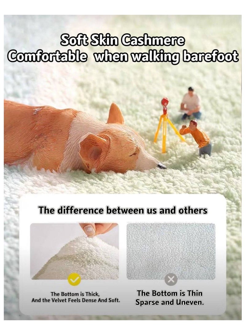 LESTER LESTER Soft Non-Slip Eco-friendly Easy to Clean Waterproof Mat, Soft Carpet, Entrance Doormat, Cashmere Material Floor Mats Home Decor Set Rug Modern Design Gold, White and Grey  60x160cm - Image 2