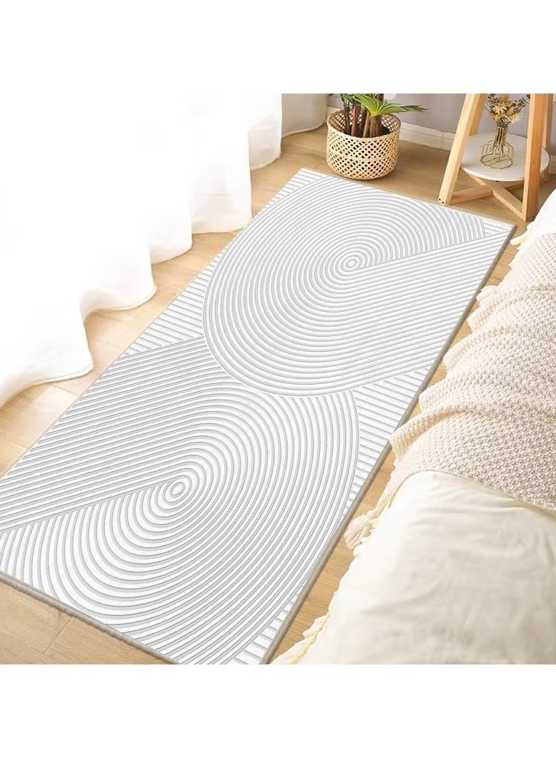 LESTER LESTER Soft Non-Slip Eco-friendly Easy to Clean Waterproof Mat, Soft Carpet, Entrance Doormat, Cashmere Material Floor Mats Home Decor Set Rug Modern Design Gold, White and Grey  60x160cm - Image 1