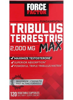 Force Factor Fundamentals Tribulus Terrestris Max 2000 mg 120 Vegetable Capsules (500 mg per Capsule) 
