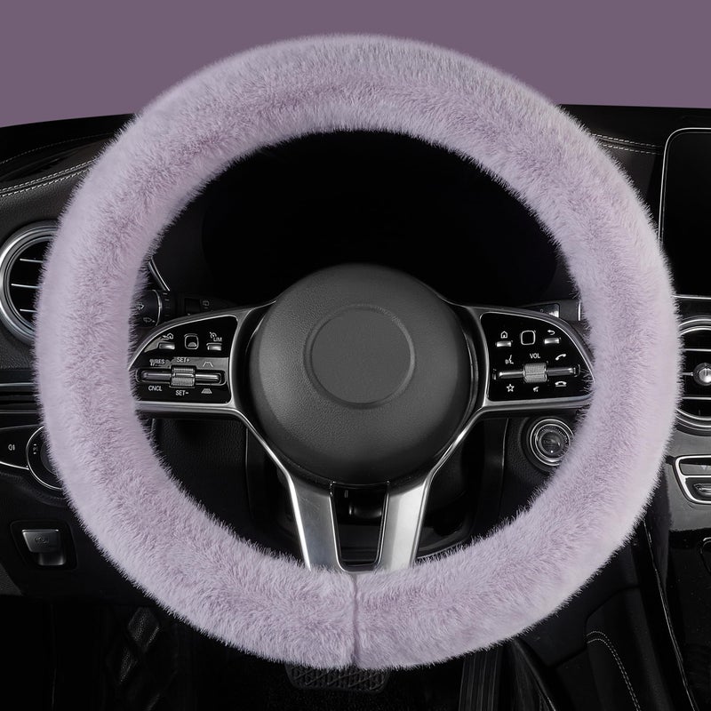 LACDL Fuzzy Winter Steering Wheel Covers for Women Warm Cute Fluffy Car Wheel Cover for Sedan SUV Super Soft Furry Girly Auto Plush Car Handle Cover for Cold Weather Purple 1415in Standard Size - Image 3