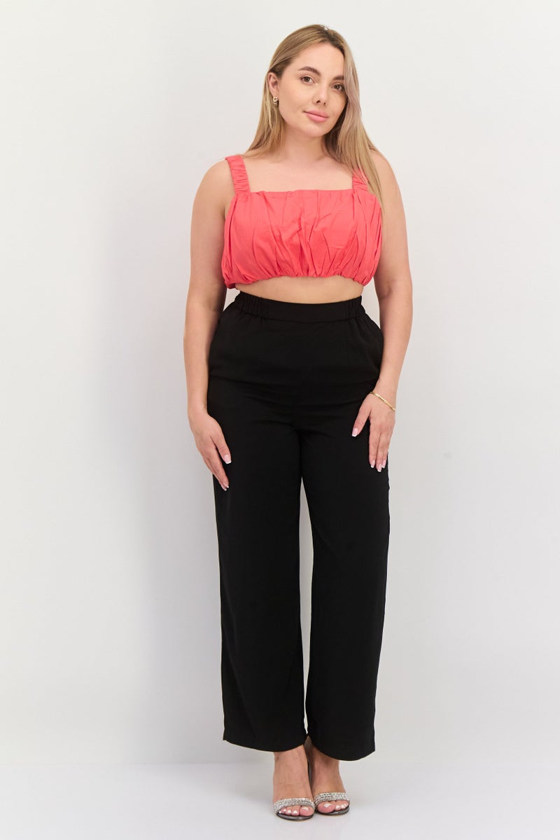 ONLY Women Square Neck Sleeveless Plain Tank Top, Coral - Image 4