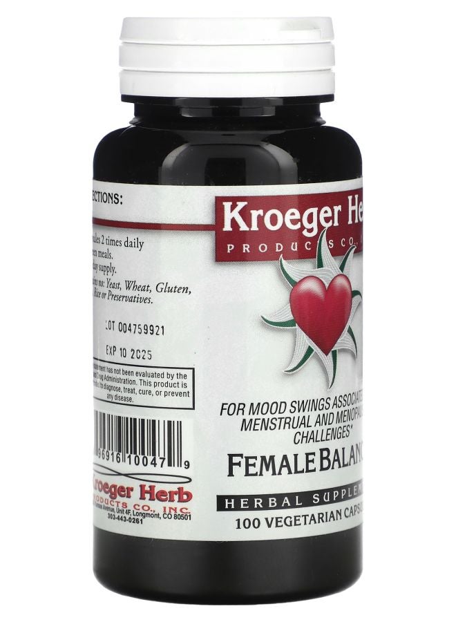 Kroeger Herb Co Female Balance 100 Vegetarian Capsules - Image 2