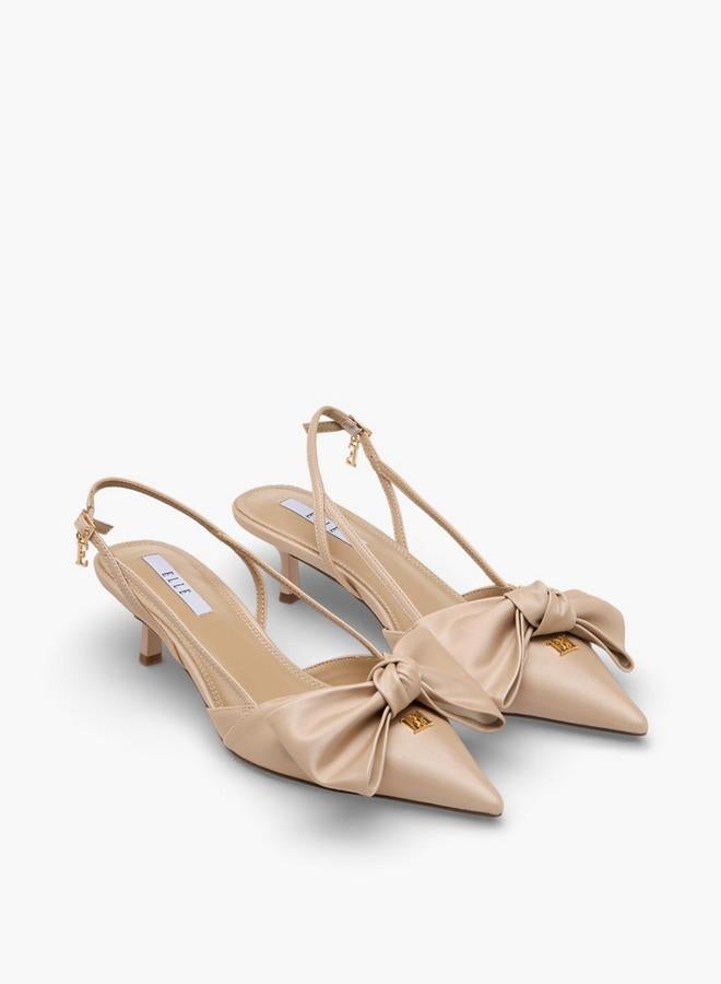 Elle Women Kitten Heel Backstrap Shoes - Image 3