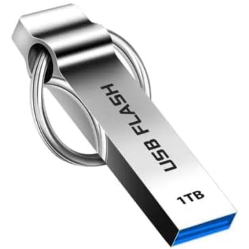 محرك أقراص فلاش USB لاستخدام الكمبيوتر اللوحي/الكمبيوتر المحمول/الكمبيوتر المحمول، هيكل معدني متين، لون أسود، سعة كبيرة 1 تيرابايت مع USB 3.0 عالي السرعة وتصميم مقاوم للماء - Image 1