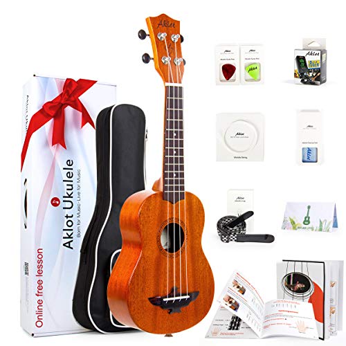 AKLOT Ukulele AKLOT Soprano Ukelele Solid Mahogany 21 inch for Professional Beginners Adults Kit with Free Online Lesson and Uke Accessories - Image 1