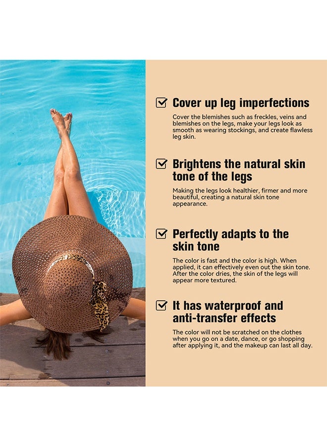 lakerain Leg Makeup, Lotion Waterproof No Transfer Long Lasting Leg Skin Makeup Cover Leg Scar Varicose Veins And Tattoo Cover Up Makeup Cream Moisturize Leg Makeup Gel 100ml #2 - Image 5