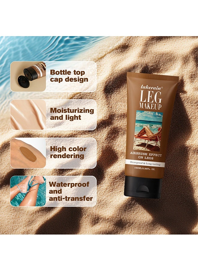 lakerain Leg Makeup, Lotion Waterproof No Transfer Long Lasting Leg Skin Makeup Cover Leg Scar Varicose Veins And Tattoo Cover Up Makeup Cream Moisturize Leg Makeup Gel 100ml #2 - Image 4