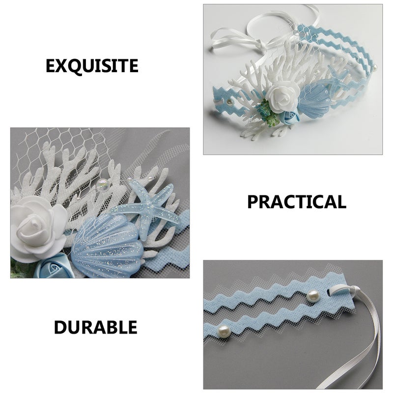 Mermaid Headband Flower Shell Headband Beach Headband Women Headdress - Image 3