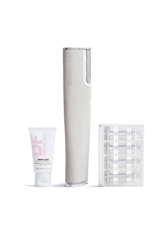 DERMAFLASH LUXE+ Sonic Dermaplaning Tool for Face Peach Fuzz Removal, Anti-Aging and Exfoliation, Stone - Image 1
