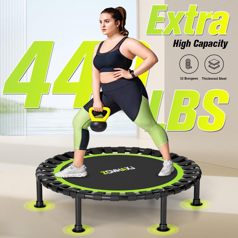 ZCMHAXJ Foldable Mini Trampoline, 40"/48" Rebounder Trampoline for Adults & Kids, 440lbs Capacity Indoor Fitness Workout Exercise Equipment - Image 2