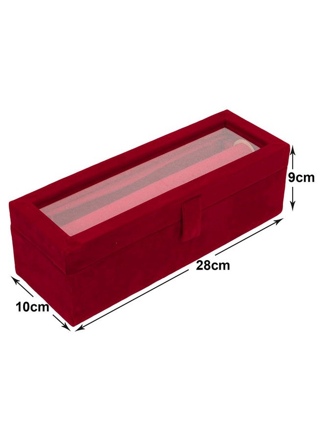 Kuber Industries Wooden Bangle Box For Woman|1 Rod Bangle Storage Box Organizer|Transaprent Lid & Handle|MAROON - Image 3