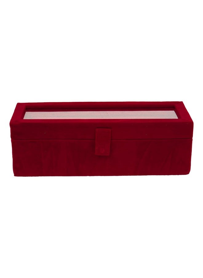 Kuber Industries Wooden Bangle Box For Woman|1 Rod Bangle Storage Box Organizer|Transaprent Lid & Handle|MAROON - Image 2