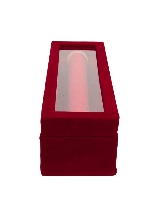 Kuber Industries Wooden Bangle Box For Woman|1 Rod Bangle Storage Box Organizer|Transaprent Lid & Handle|MAROON - Image 4