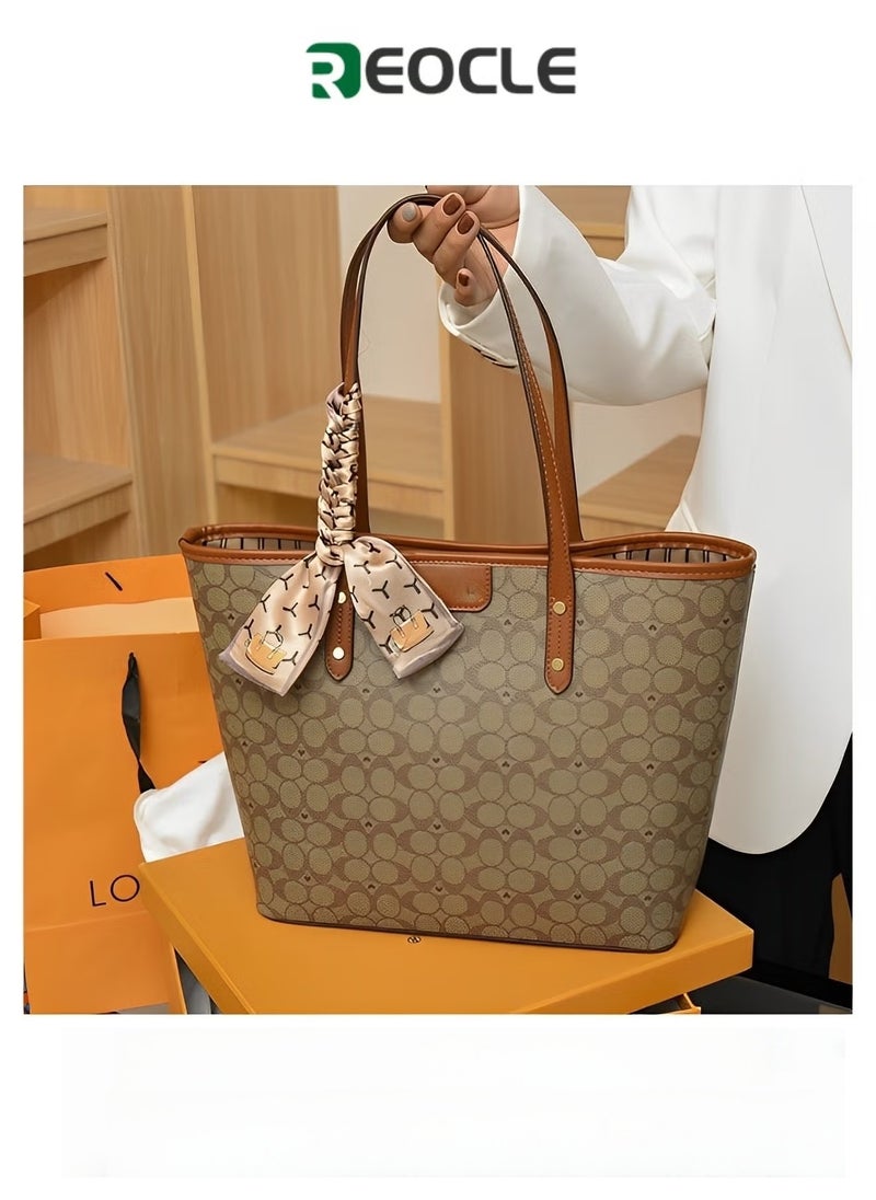 REOCLE Women's Tote Bags Top Handle Satchel Handbags PU Faux Leather Bucket Bag Shoulder Bags with Large Capacity - Image 1