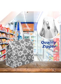 Kuber Industries Kuber Industries Shopping Storage Bag | Waterproof Grocery Handbag | Grocery Shopping Bag | Vegetable Handle Bag | Reusable Vegetable Bag | Chain Tote Bags | Flower Quilted | Gray  - Image 5