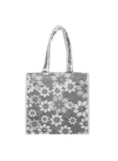 Kuber Industries Kuber Industries Shopping Storage Bag | Waterproof Grocery Handbag | Grocery Shopping Bag | Vegetable Handle Bag | Reusable Vegetable Bag | Chain Tote Bags | Flower Quilted | Gray  - Image 3