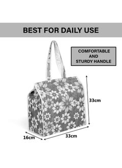 Kuber Industries Kuber Industries Shopping Storage Bag | Waterproof Grocery Handbag | Grocery Shopping Bag | Vegetable Handle Bag | Reusable Vegetable Bag | Chain Tote Bags | Flower Quilted | Gray  - Image 4