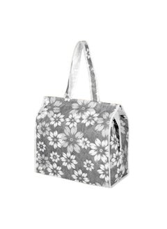 Kuber Industries Kuber Industries Shopping Storage Bag | Waterproof Grocery Handbag | Grocery Shopping Bag | Vegetable Handle Bag | Reusable Vegetable Bag | Chain Tote Bags | Flower Quilted | Gray  - Image 1