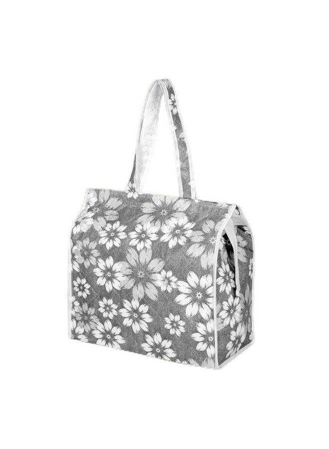 Kuber Industries Kuber Industries Shopping Storage Bag | Waterproof Grocery Handbag | Grocery Shopping Bag | Vegetable Handle Bag | Reusable Vegetable Bag | Chain Tote Bags | Flower Quilted | Gray - Image 1