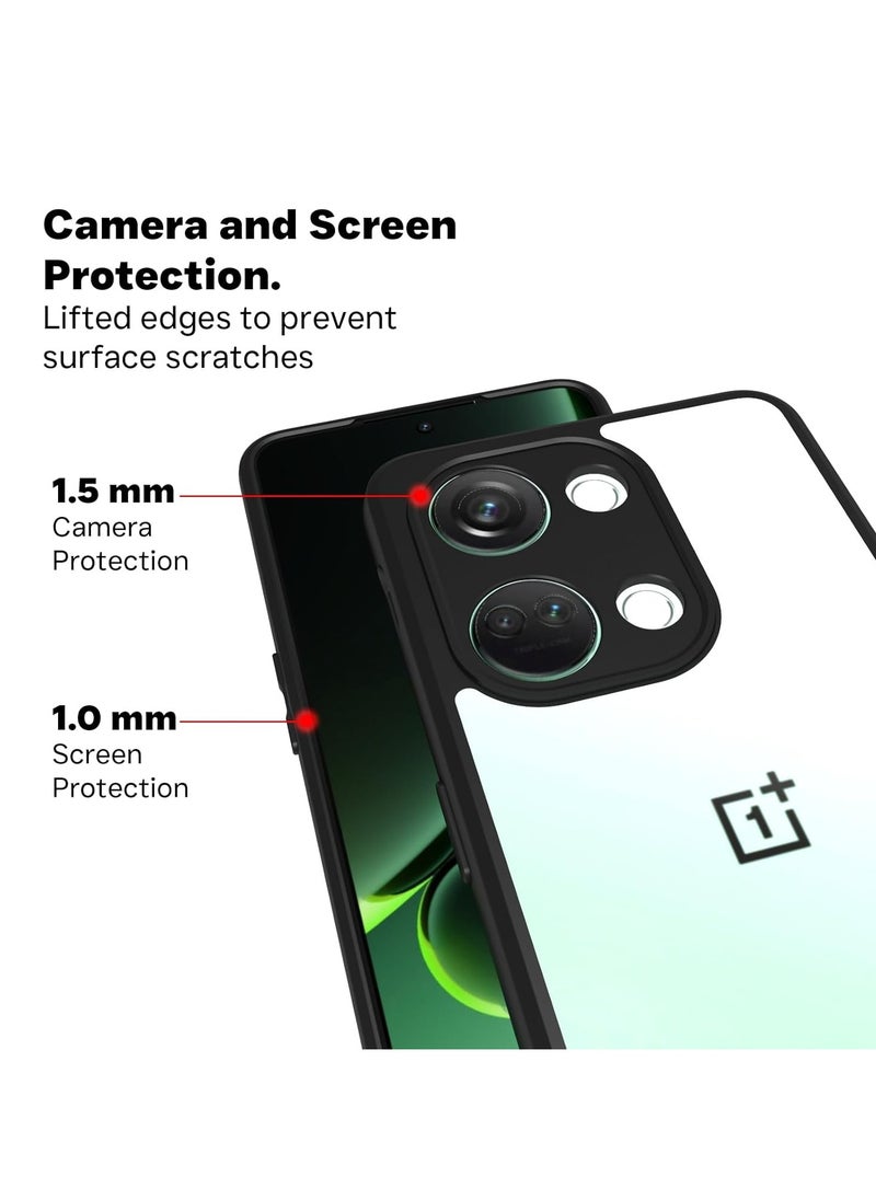 Generic - For Oneplus Nord 3 Hard Back Cover Q Series Case , Transparent Hard Back And Silicone Tpu Black Frame Compatible with Oneplus Nord 3 (6.74'') - Transparent & Black - Image 1