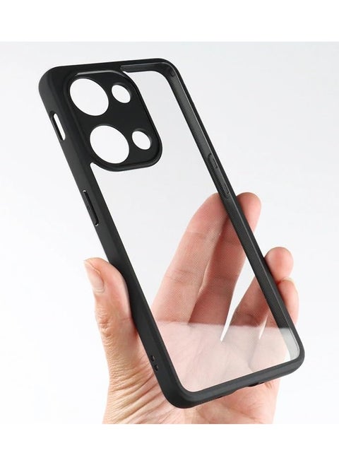 For Oneplus Nord 3 Hard Back Cover Q Series Case , Transparent Hard Back And Silicone Tpu Black Frame Compatible with Oneplus Nord 3 (6.74'') - Transparent & Black