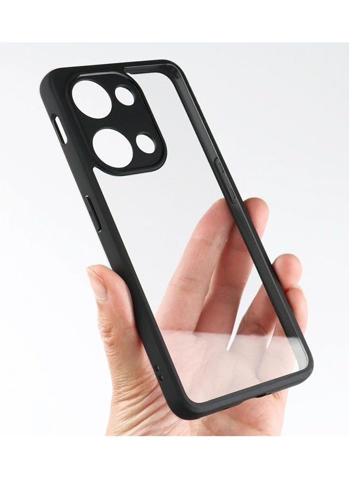 Generic - For Oneplus Nord 3 Hard Back Cover Q Series Case , Transparent Hard Back And Silicone Tpu Black Frame Compatible with Oneplus Nord 3 (6.74'') - Transparent & Black - Image 1