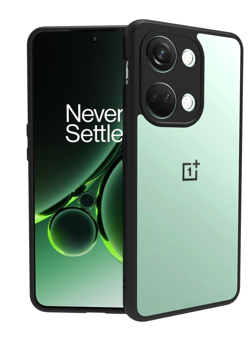 Generic - For Oneplus Nord 3 Hard Back Cover Q Series Case , Transparent Hard Back And Silicone Tpu Black Frame Compatible with Oneplus Nord 3 (6.74'') - Transparent & Black - Image 1