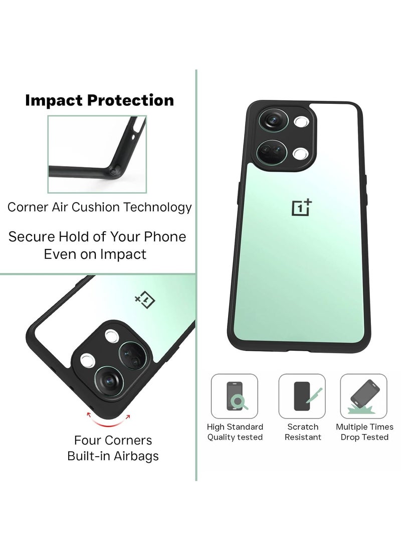 Generic - For Oneplus Nord 3 Hard Back Cover Q Series Case , Transparent Hard Back And Silicone Tpu Black Frame Compatible with Oneplus Nord 3 (6.74'') - Transparent & Black - Image 1