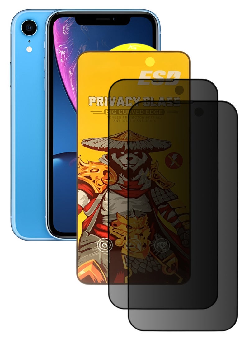 ESD 2 Pieces Tempered Dustproof Privacy Glass Screen Protector Compatible For iPhone XR - Image 1