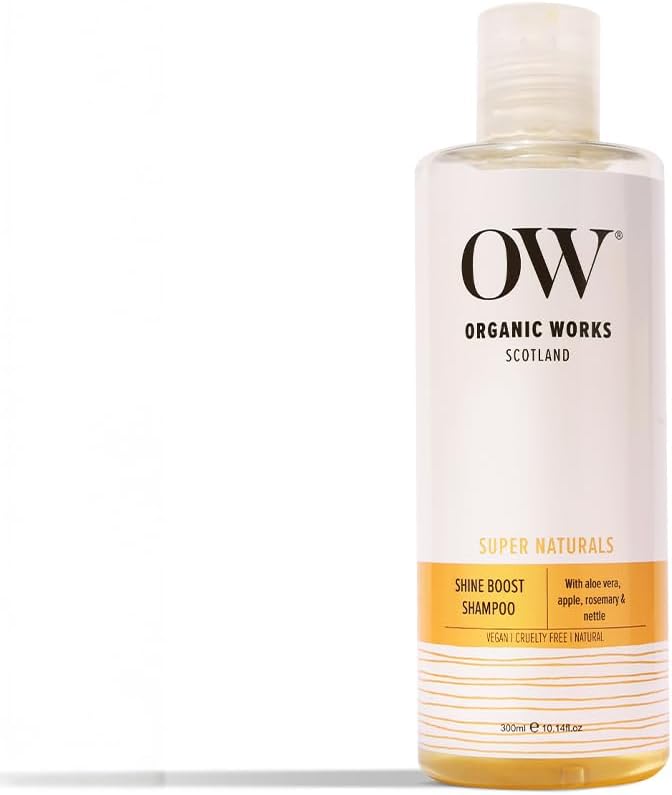Organic Works Shine Boost Shampoo With Rosemary Aloe Vera Apple Nettle Enhances Shine Revives Dull Hair Protects Against Damage 300ml 98 Natural 100 Vegan Cruelty Free