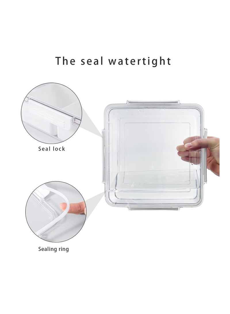 SYOSI Divided Veggie Tray, with Lid Stackable Vegetable Storage Square Appetizer Relish Serving Platter with 4 Removable Boxes Stackable Refrigerator Organizer Bins Produce Saver for Meal Prep - Image 3