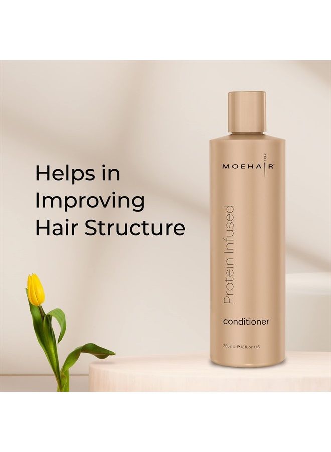 MoeHair بلسم مشبع بالبروتين (12 أونصة سائلة) ، يقلل من التجاعيد والبهتان ، يمنع التكسر والتلف ، ينعم الأطراف المتقصفة ، يزيد من الترطيب ، يضيف اللمعان والبريق - Image 3