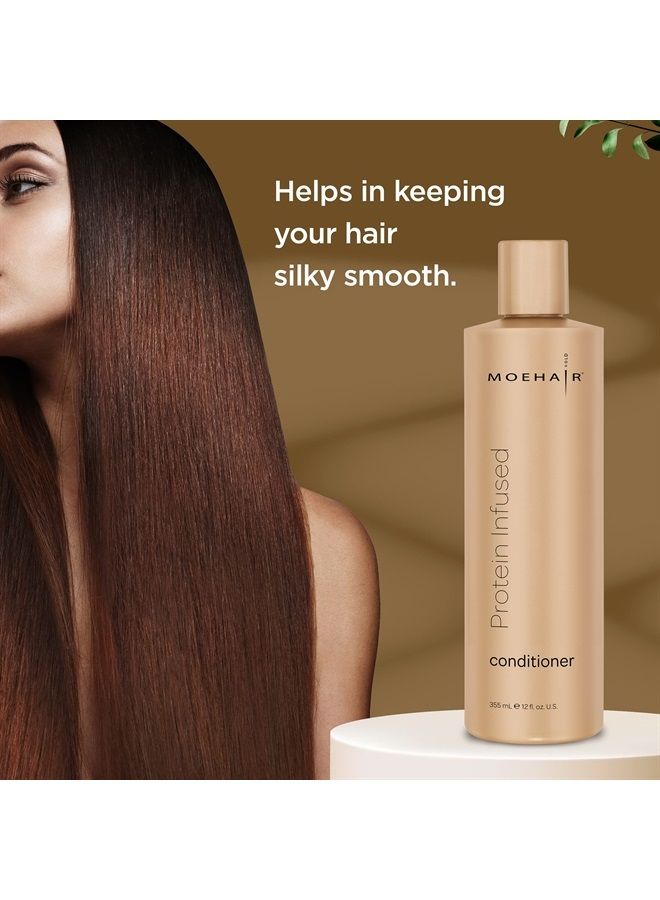 MoeHair بلسم مشبع بالبروتين (12 أونصة سائلة) ، يقلل من التجاعيد والبهتان ، يمنع التكسر والتلف ، ينعم الأطراف المتقصفة ، يزيد من الترطيب ، يضيف اللمعان والبريق - Image 4