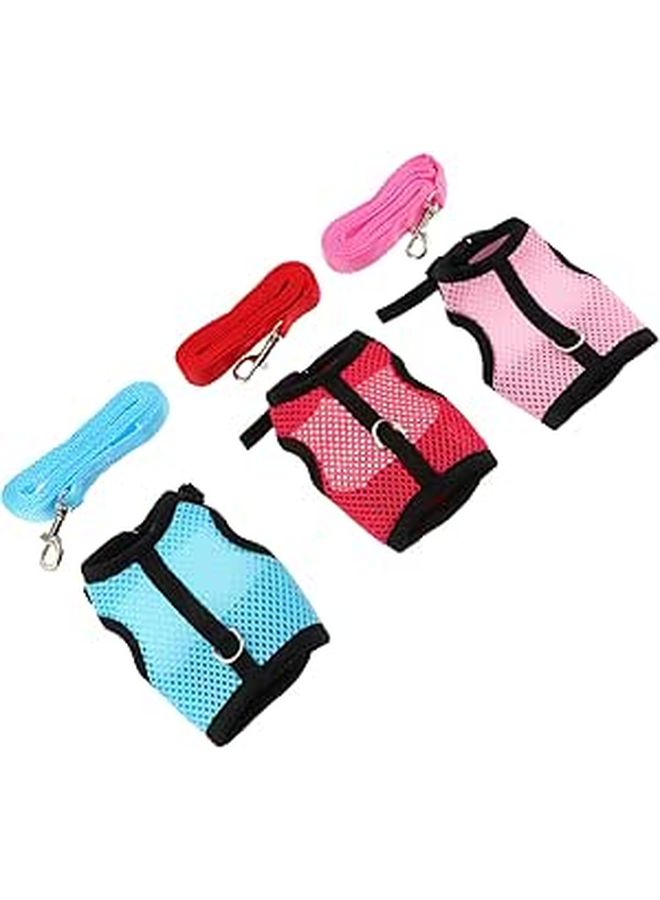 DOITOOL Small Animal Harness And Leash Kit For Rabbits And Guinea Pigs Padded Vest Leash Size S 3pcs Multi Color Kit For Small Pets Walking And Outdoor Use - Image 1