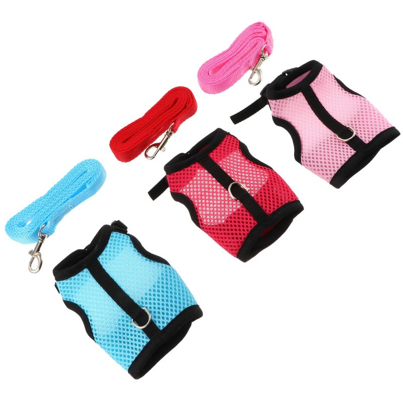 DOITOOL Small Animal Harness And Leash Kit For Rabbits And Guinea Pigs Padded Vest Leash Size S 3pcs Multi Color Kit For Small Pets Walking And Outdoor Use - Image 2
