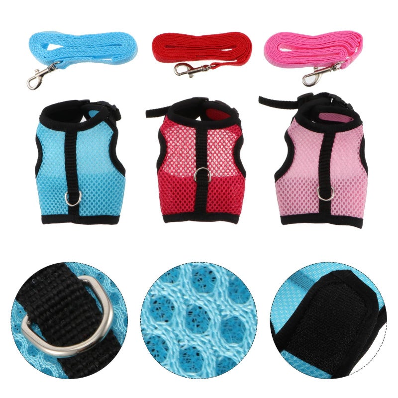 DOITOOL Small Animal Harness And Leash Kit For Rabbits And Guinea Pigs Padded Vest Leash Size S 3pcs Multi Color Kit For Small Pets Walking And Outdoor Use - Image 4