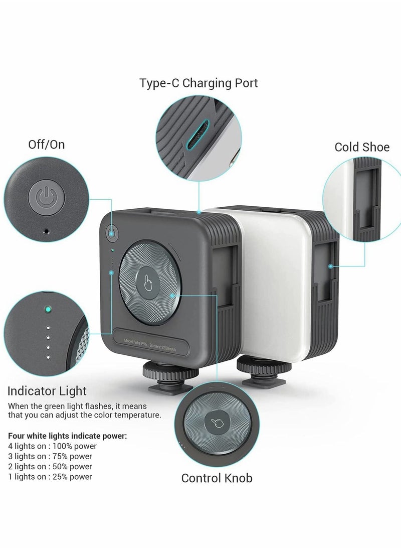 Y&D - Camera Lights, Portable LED Video Light, 96 Beads, CRI 95+ 2700-6500K Dimmable Panel, Rechargeable 2200mAh Photography Lighting with 3 Cold Shoe - Image 1