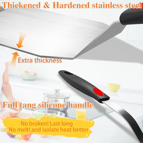 TOTDTDA Spatula Set 6-Piece - kitchen utensils set cooking Stainless Steel Turner Set, 600°F Heat Resistant, Metal Spatulas for Griddle/Cast Iron & Nonstick Safe Silicone Tools for Egg, Pancake, Burger - Image 5