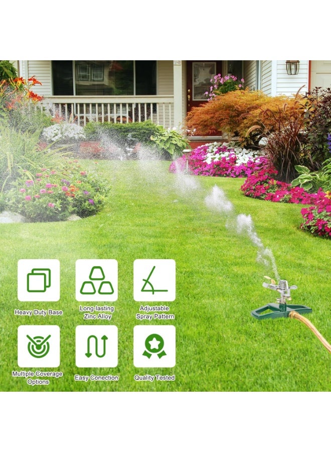 Relex Heavy Duty Impact Sprinkler for Lawn and Garden with Metal Zinc Alloy Base, Automatic 360° Rotating Sprinkler Head, Adjustable Spray, Rust-Resistant, Covers up to 5800 Sq Ft - Image 4