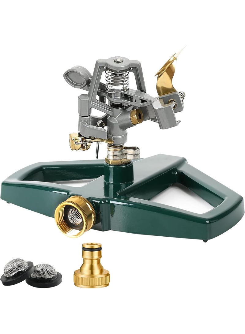 Relex Heavy Duty Impact Sprinkler for Lawn and Garden with Metal Zinc Alloy Base, Automatic 360° Rotating Sprinkler Head, Adjustable Spray, Rust-Resistant, Covers up to 5800 Sq Ft - Image 1