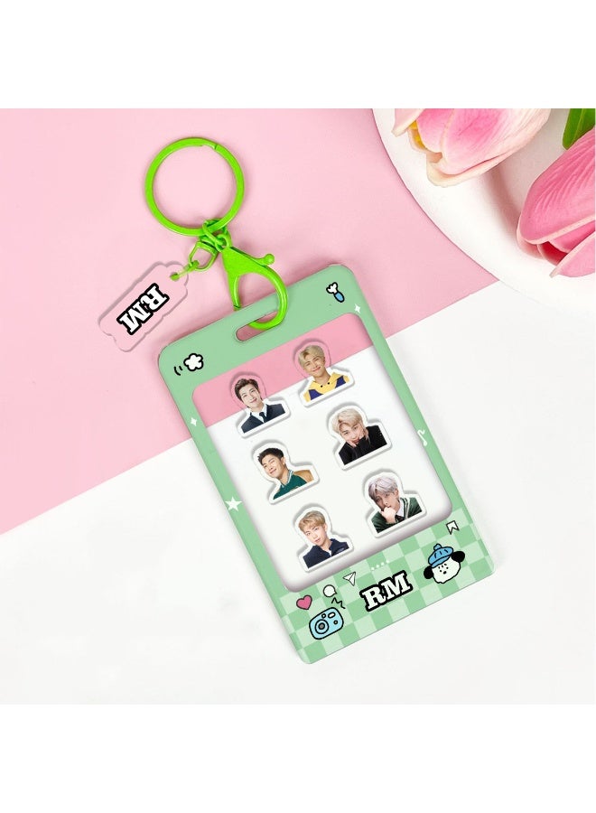 NIBEMINENT 1 - Piece V JIMIN Kpop Photo Card Holder Pendant Key Chain ID Badge Holder ID Card Holder Photo Card Protector for School ID Office ID Access Card for Women Girls