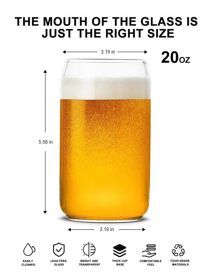 LUXU Beer Glass, 20 oz Can Shaped Beer Glasses Set of 4 -Craft Drinking Glasses,Large Beer Glasses for Any Drink and Any Occasion (Set of 4) - Image 2
